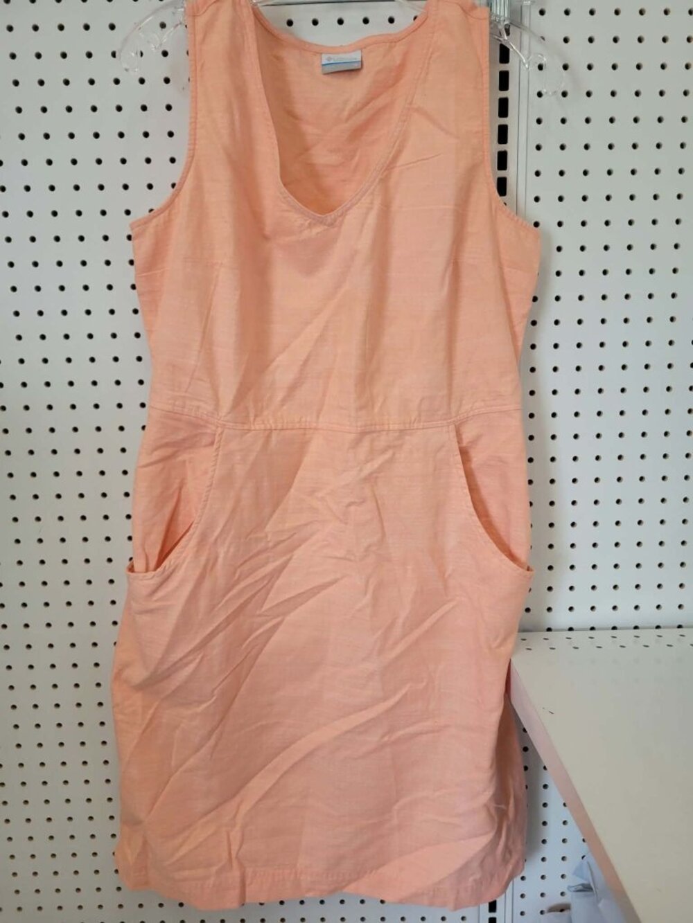 Columbia Peach Sleeveless Casual Dress With Pockets Womens M Cotton Blend